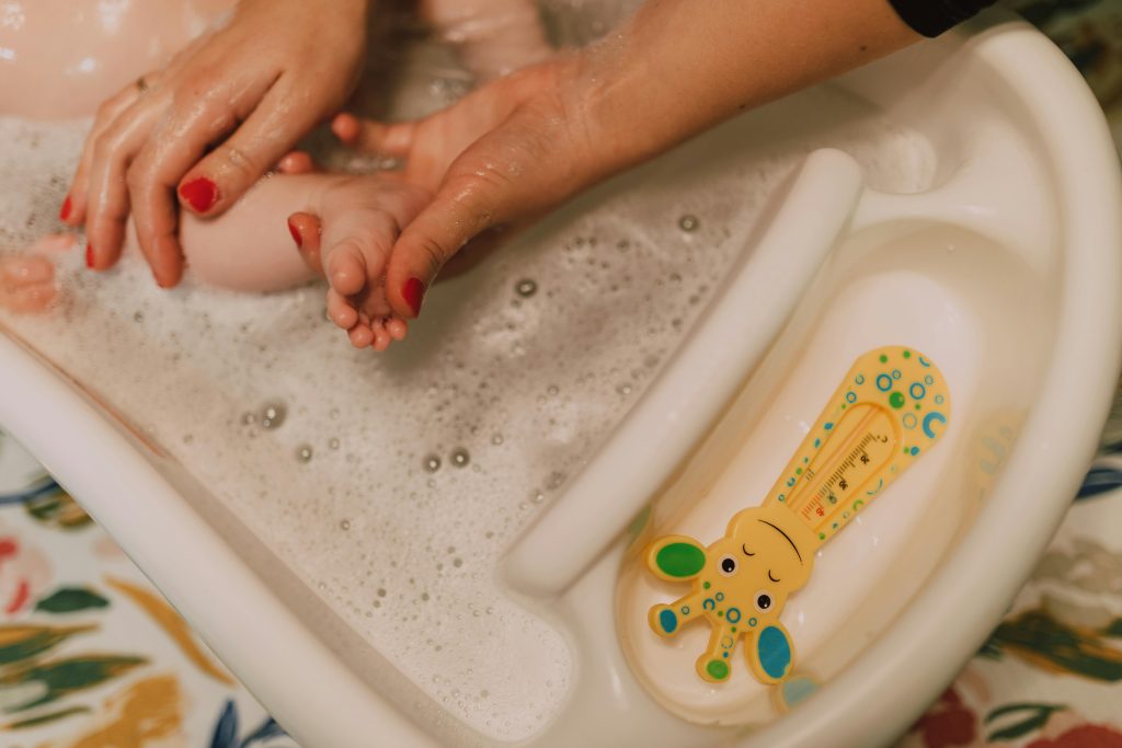 infant in bath