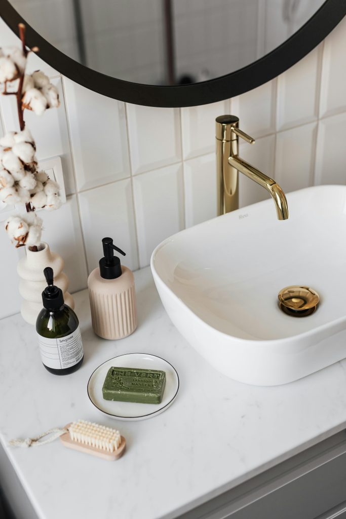 Bathroom sink installed