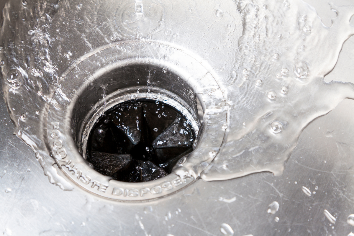 sink with running water down drain