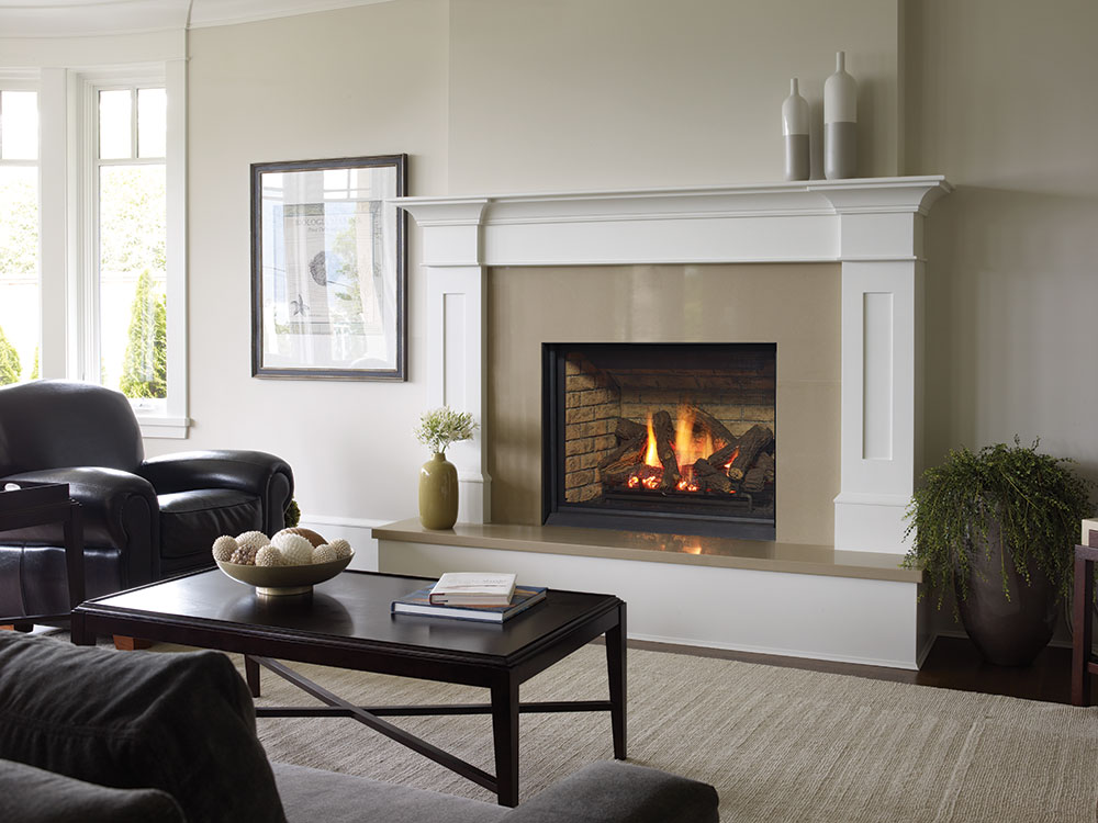 gas log fireplace in living room